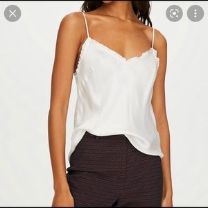 Beige/ off white aritzia silky ruffle camisole